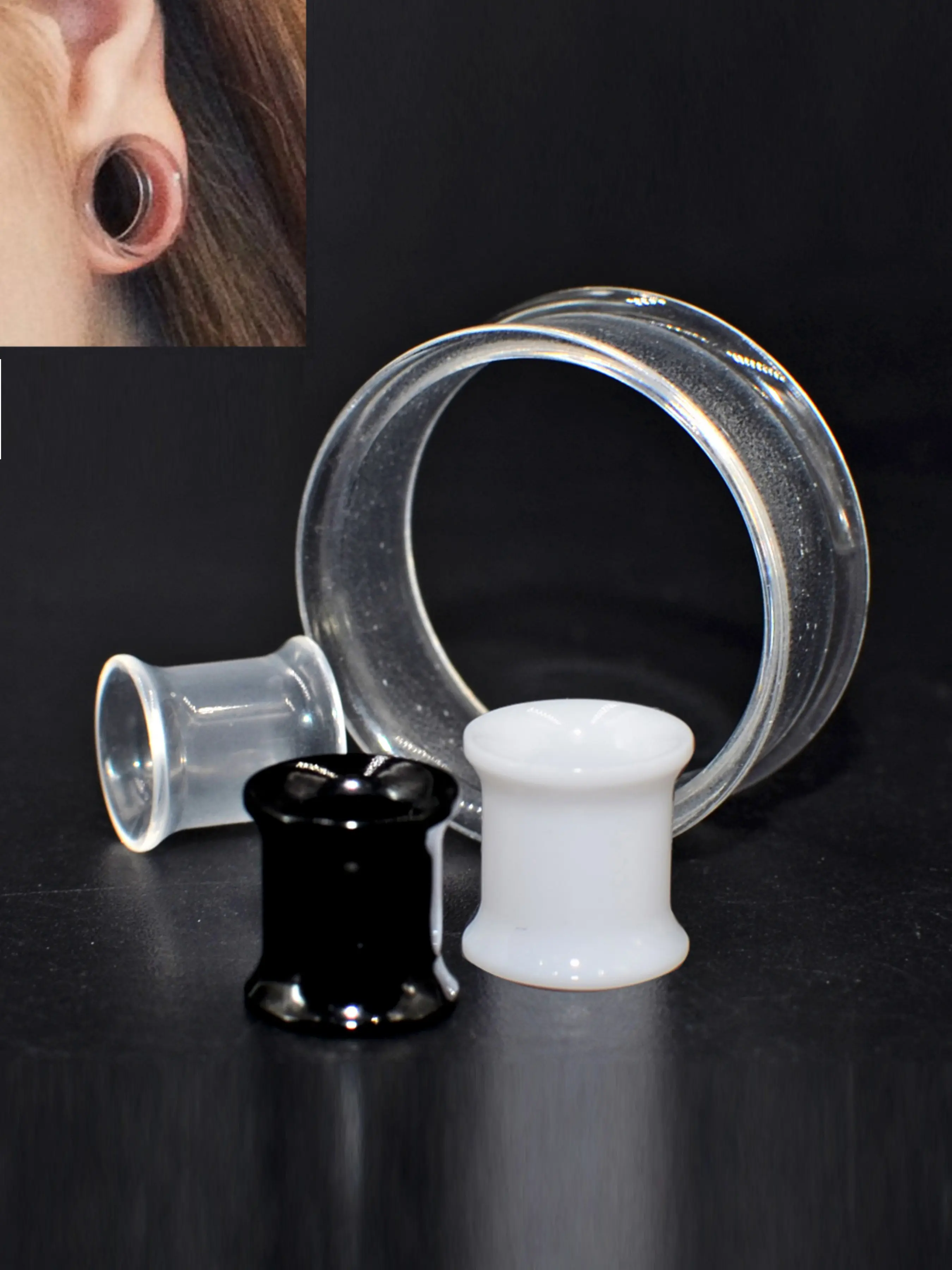 Transparent UV Acrylic Double Flared Ear Tunnel Expander, Ear Plugs Ear Gauges Body Piercing Jewelry for Men Women Ear Gauge Tunnels