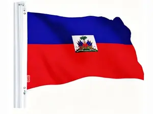 Haiti Haitian Flag |   2.5x4 Ft |   StormFlyer Series Embroidered 220GSM Spun Polyester |   Country Flag, Embroidered Design, Indoor/Outdoor, Brass Grommets, Heavy Duty, All Weather