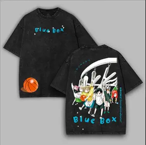 Blue Box Anime Double Printed Vintage Washed Tee Unisex Oversize Anime Manga Washed Lightweight Cotton T-Shirt, Gift For Anime Fan, Anime Lover