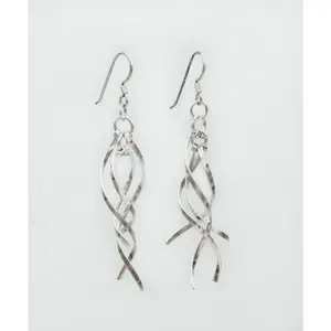 Wavy Sterling Silver Drop Dangle Earrings