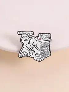 Funny Book Lover Pin Badge, Lapel Pin, Humorous Book Enthusiast, Minimalist Fireman Design, Left Side Sigh Right Heart Eye, Essential Reading Accessory