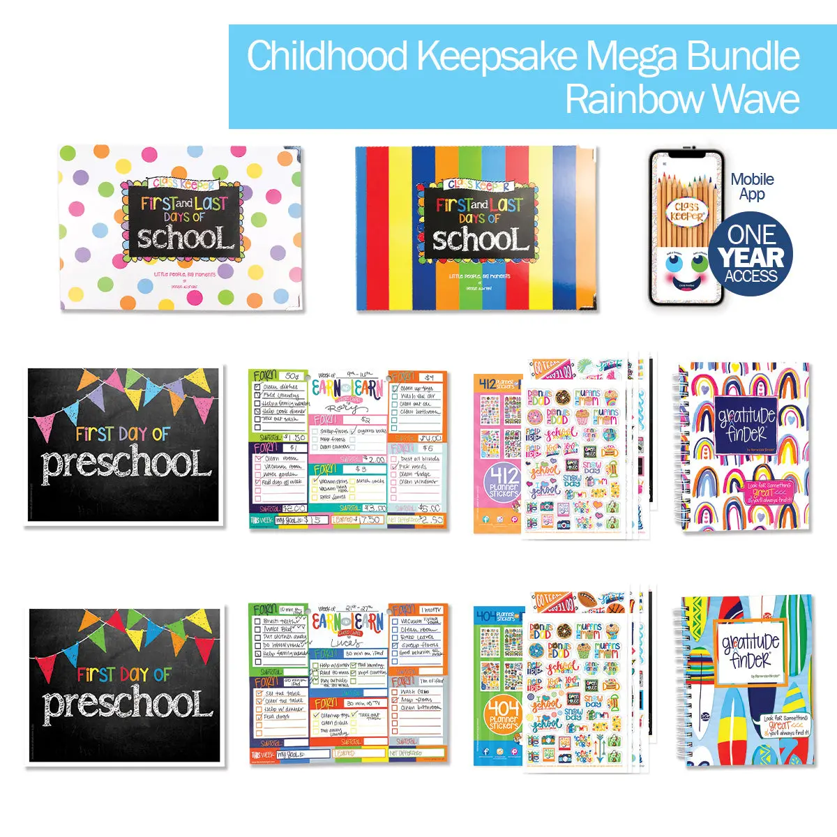 2-Kid Childhood Keepsake Notebook Bundle, Office Stationery for Preschool & First Day of School - Organization, Milestone Preservation, Habit Building