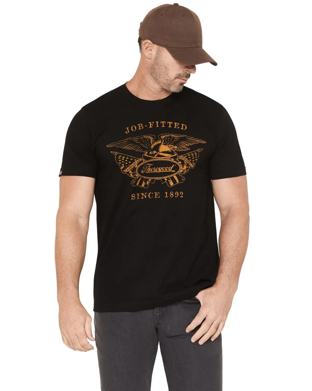 Thorogood Men's Men'S Old Glory Usa Vintage Short Sleeve Graphic T-Shirt - Tg206697-Blck