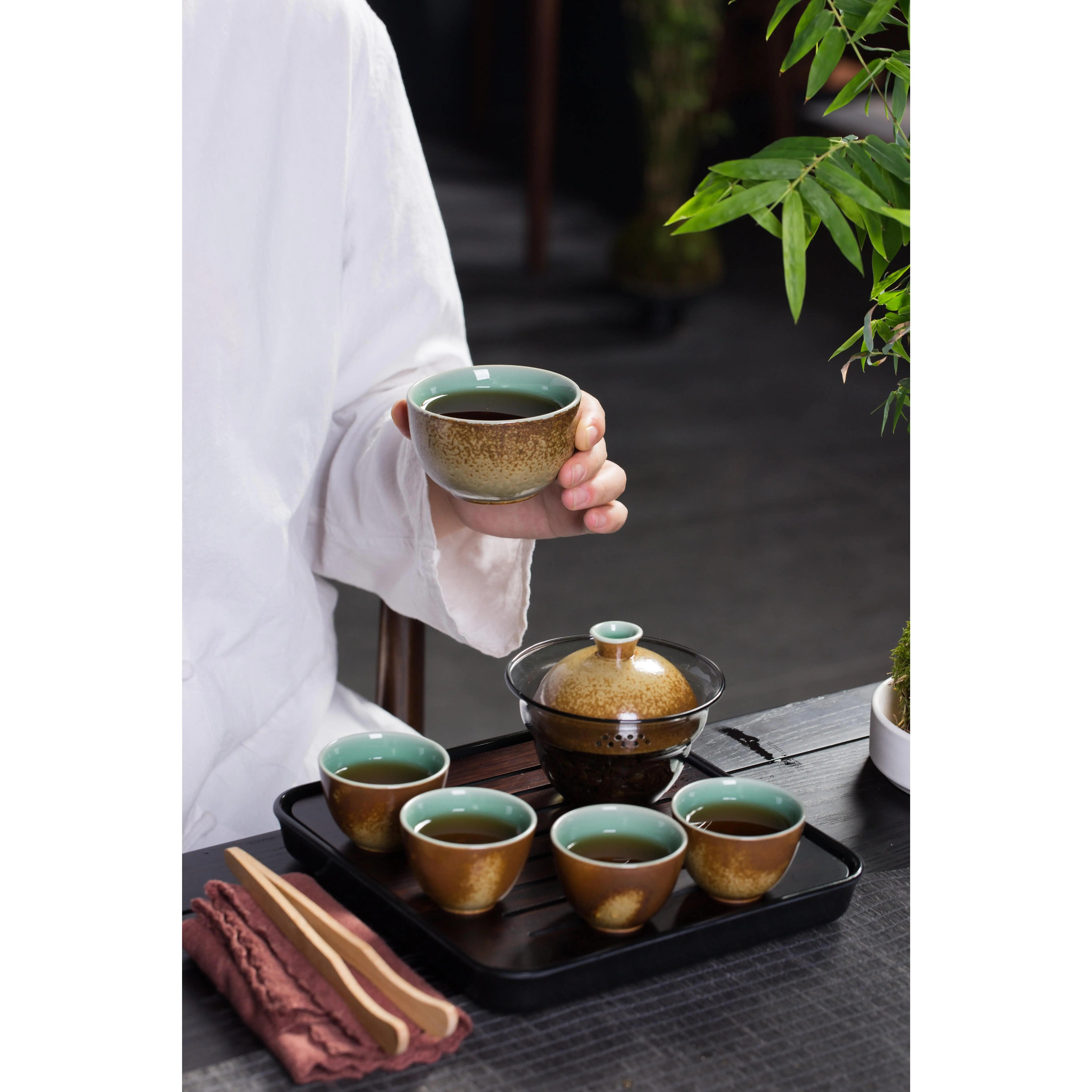 Abundance of Gold and Jade, Longquan Celadon 5- Head teapot with tea tray