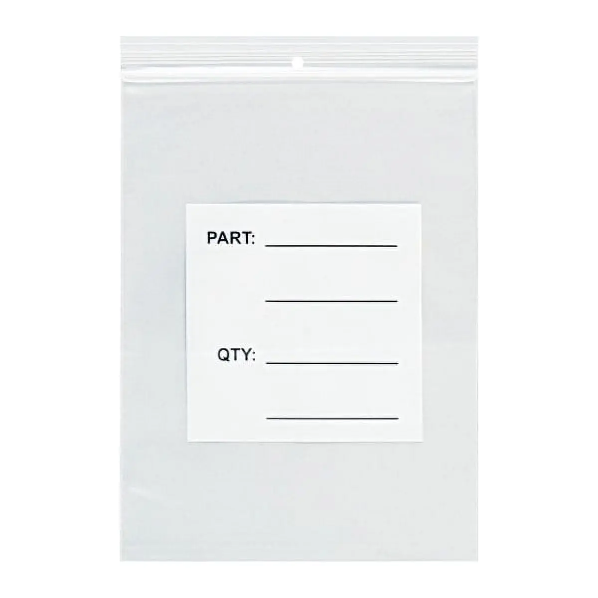 Box Partners PB12008 8" w x 10" l 4 Mil Parts Bags with Hang Holes, Consistent Labeling & Pre-Printed Features - Pack of 1000