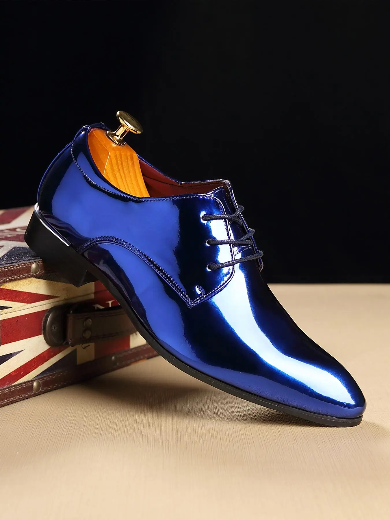 Men's Business Style Solid Color Lace Up Glossy Surface Oxford Shoes, Fashionable Pointed Toe Shoes for Work Office, Male All-match Shoes for Daily Wear PU Leather Footwear