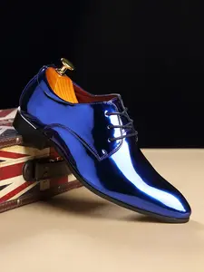 Men's Business Style Solid Color Lace Up Glossy Surface Oxford Shoes, Fashionable Pointed Toe Shoes for Work Office, Male All-match Shoes for Daily Wear Footwear
