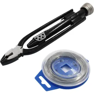 6 Inch Safety Wire Pliers with 50 FT Safety Wire, Wire Twisting Tool Lock Wire Pliers Automatic Metal Lock Twister for Aircraft Auto Industry