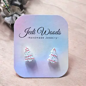 Christmas Cake Stud Earrings - Festive Food Resemblance - Stainless Steel Hardware - Gift-Ready Packaging - 12mm Size (Small)