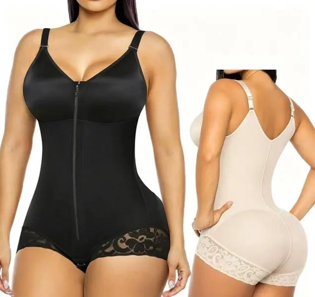 Postpartum Shapewear Bodysuit – Tummy Control Zipper Faja, Butt Lifter Compression Garment, Firm Slimming Suit for Recovery & Daily Shaping
