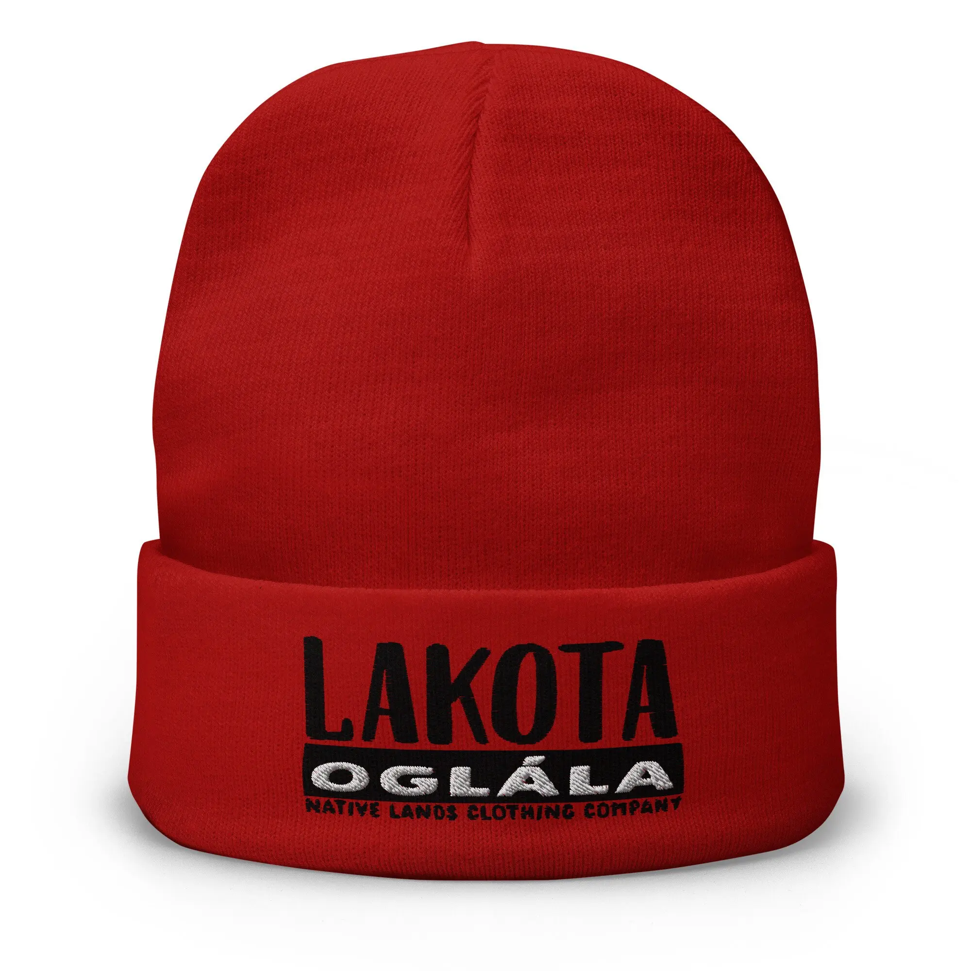 Oglala Lakota People Embroidered Knit Otto Beanie - Honoring First Nations, Inuit, Native American Indigenous Cultures