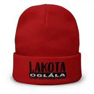Oglala Lakota People Embroidered Knit Otto Beanie - Honoring First Nations, Inuit, Native American Indigenous Cultures