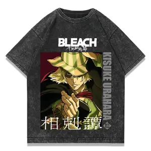 valentine shirts Anime Tshirts Men Women Bleach urahara kisuke  Printed Acid T-Shirt Cotton Graphic Punk Harajuku Tees Men's Clothing