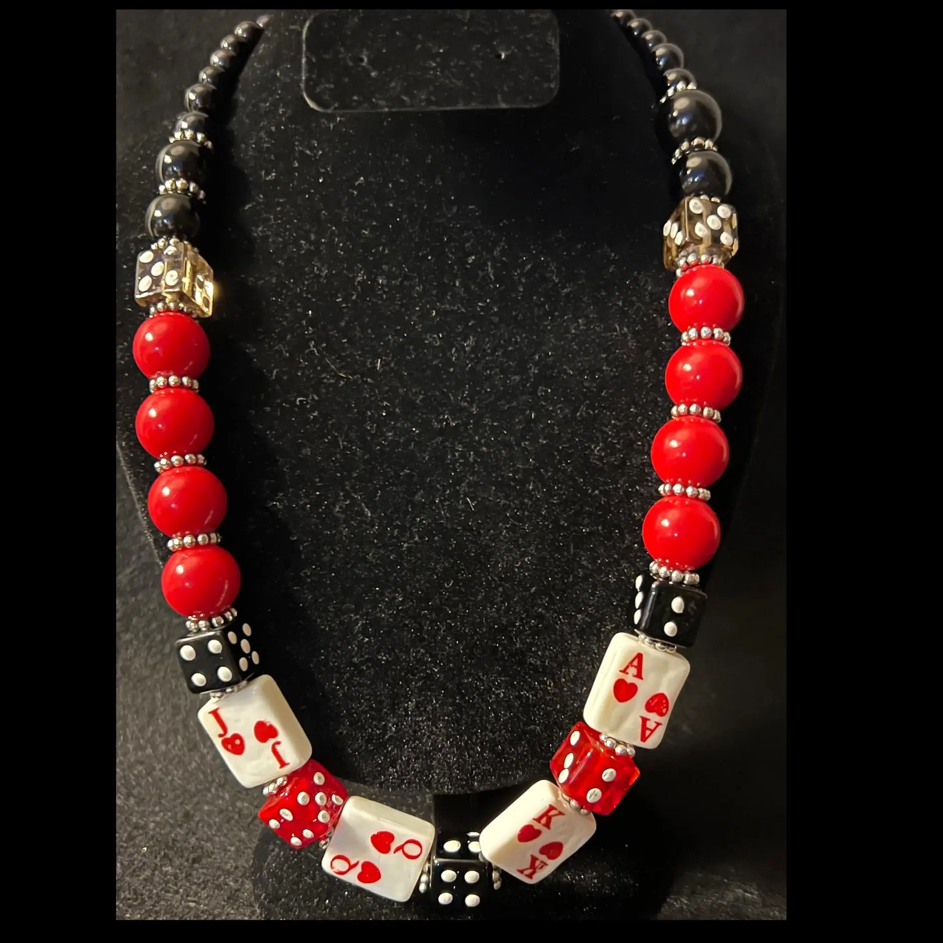 Ace of Hearts & Dice Beaded Necklace