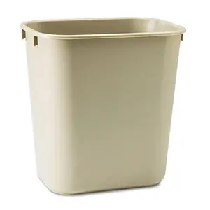 212 MAIN 3.5gal Rectangular Open-Top Plastic Trash Can - Soft Molded, Rolled Rim Beige Wastebasket, Kitchen Trash Bin for Baby Room Decoration