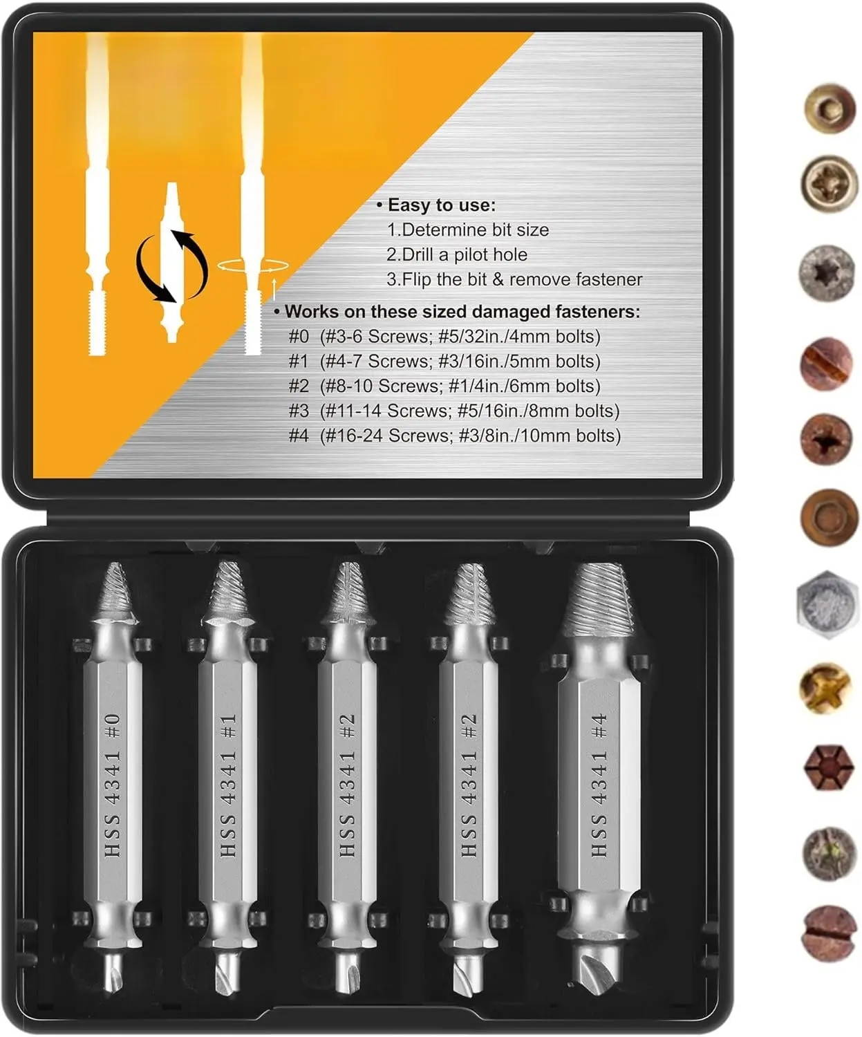 Damaged Screw Extractor Set, Remover for Stripped Screws Nuts & , Drill Bit Tools for Easy Removal of Rusty & Broken Hardware, Superb  for Men Broken Bolt Extractor Screw Remover Set