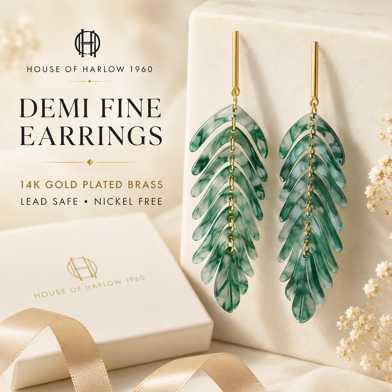 House of Harlow 1960 Demi Fine 14K Gold Plated Brass Earrings