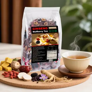 Ginseng Ten Treasure Tea - 10 Herbs for Liver & Kidney Cleanse Natural Herbal Tea with Red Date & Wolfberry 60 Bags for Vitality & Balance Beverage