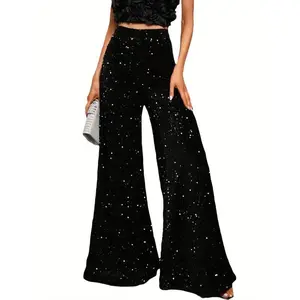 Women's Casual Loose Pants Elastic Band High Waist Sequin Pants Fashion Streetwear Womenswear Bottom
