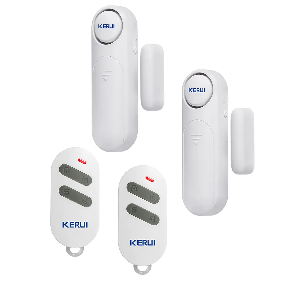 Wireless Door Alarm with Remote Control, 120dB Loud Magnetic Door/Window Sensor, 300ft Remote Range, Arm/Disarm/Doorbell/SOS, 2x AAA Battery, No Drilling Home Security for Doors Windows