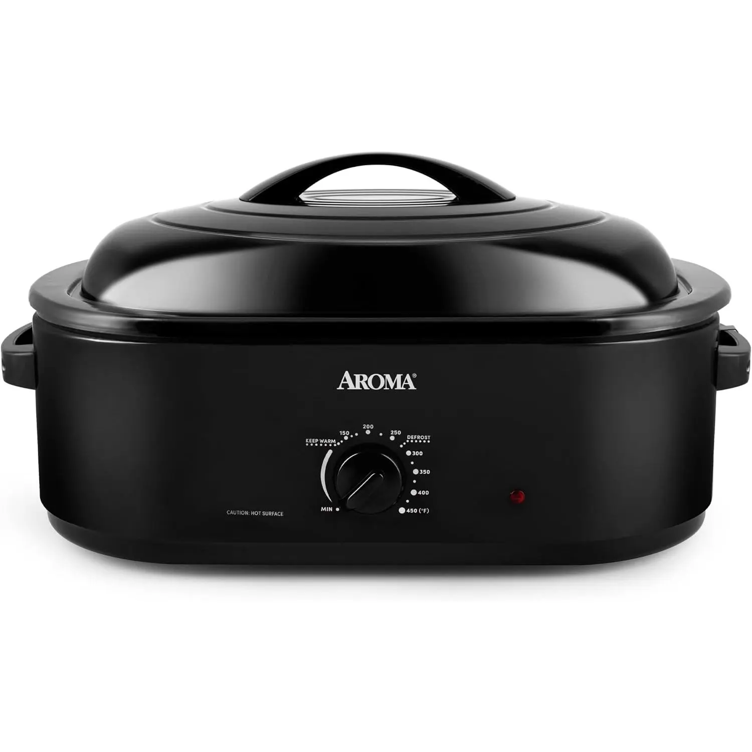 AROMA 18Qt. Roaster Oven with Self-Basting Lid, Fits 22-lb. Turkey, Adjustable Temperature Settings, Keep Warm Setting, Black (ART-718B)
