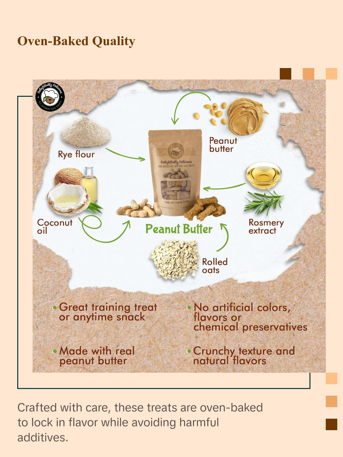 Peanuts Delicious Dog Treats Made in USA All Natural Oven Baked Biscuits