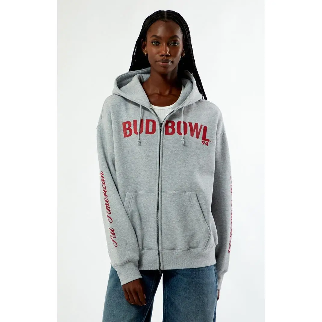open lace back dress Dolls Kill x Playboy Playmate Fleece Logo Rhinestone Zip-Up Hoodie main image 0