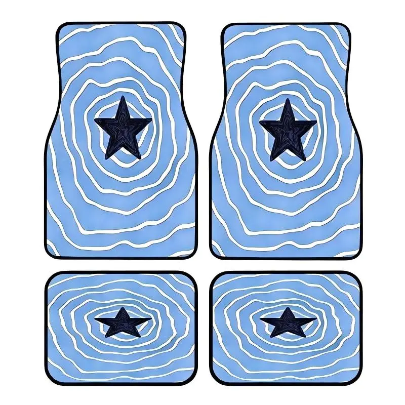 Pack of 4, Star Pattern Car Rubber Floor Mats, Car Mat Set, Universal Non-Slip Carpet, Easy Cleaning, Pet Friendly Interior Accessories for Front and Front Seats, Car Interior Accessory, Truck Floor Mats