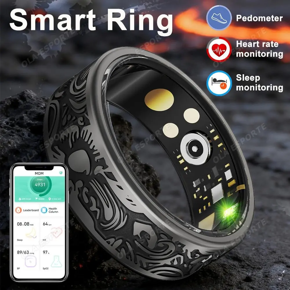 Wearable Smart Ring, 5ATM Waterproof Fitness Tracker with Sleep Health Monitoring, Pedometer, Multiple Sports Modes & Low Power Consumption