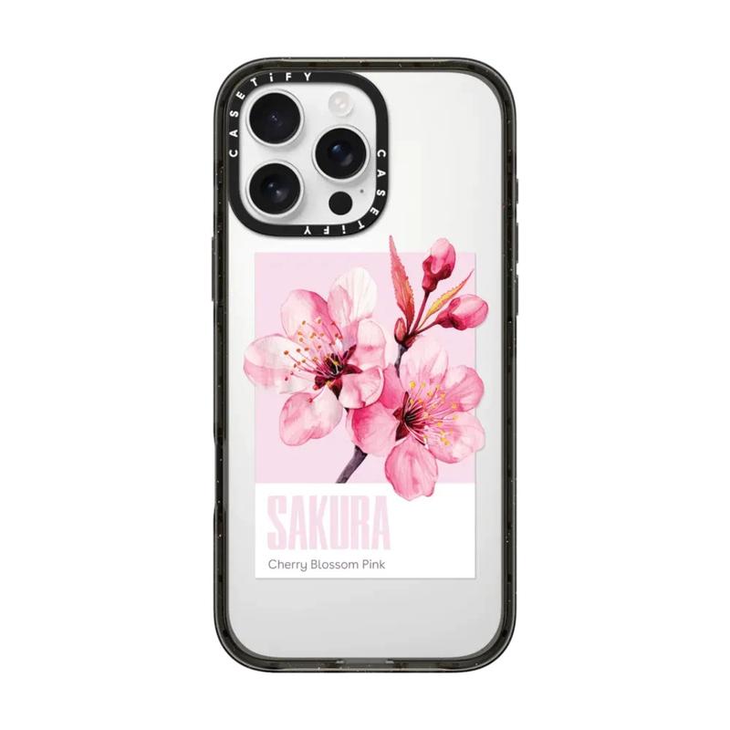 Casetify Puff Sakura iPhone 16 16Pro 11 12 13 14 15 Plus Pro Max Magnetic Hard Transparent Acrylic Back Cover