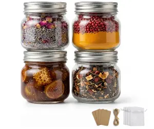 8 oz Mason Jars with Airtight Silver Lids - 4 Pack Small Glass Jars - Thickened Wide Mouth Canning Jars for Spell Jars, Candle Making, Premium Spices & Bathroom Vanity Decor