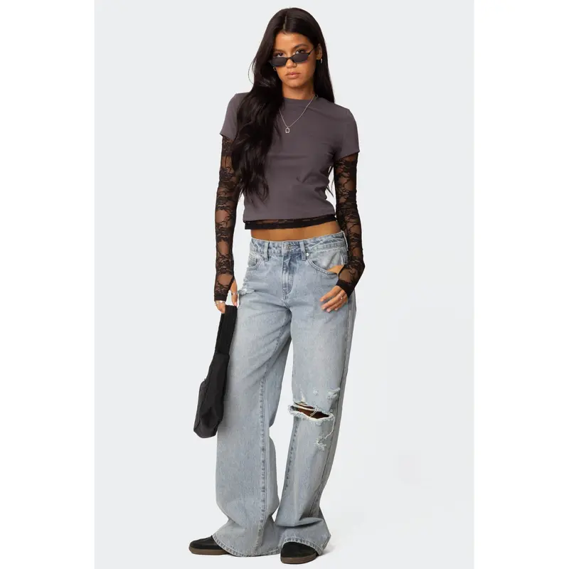 Adam Distressed Low Rise Baggy Jeans