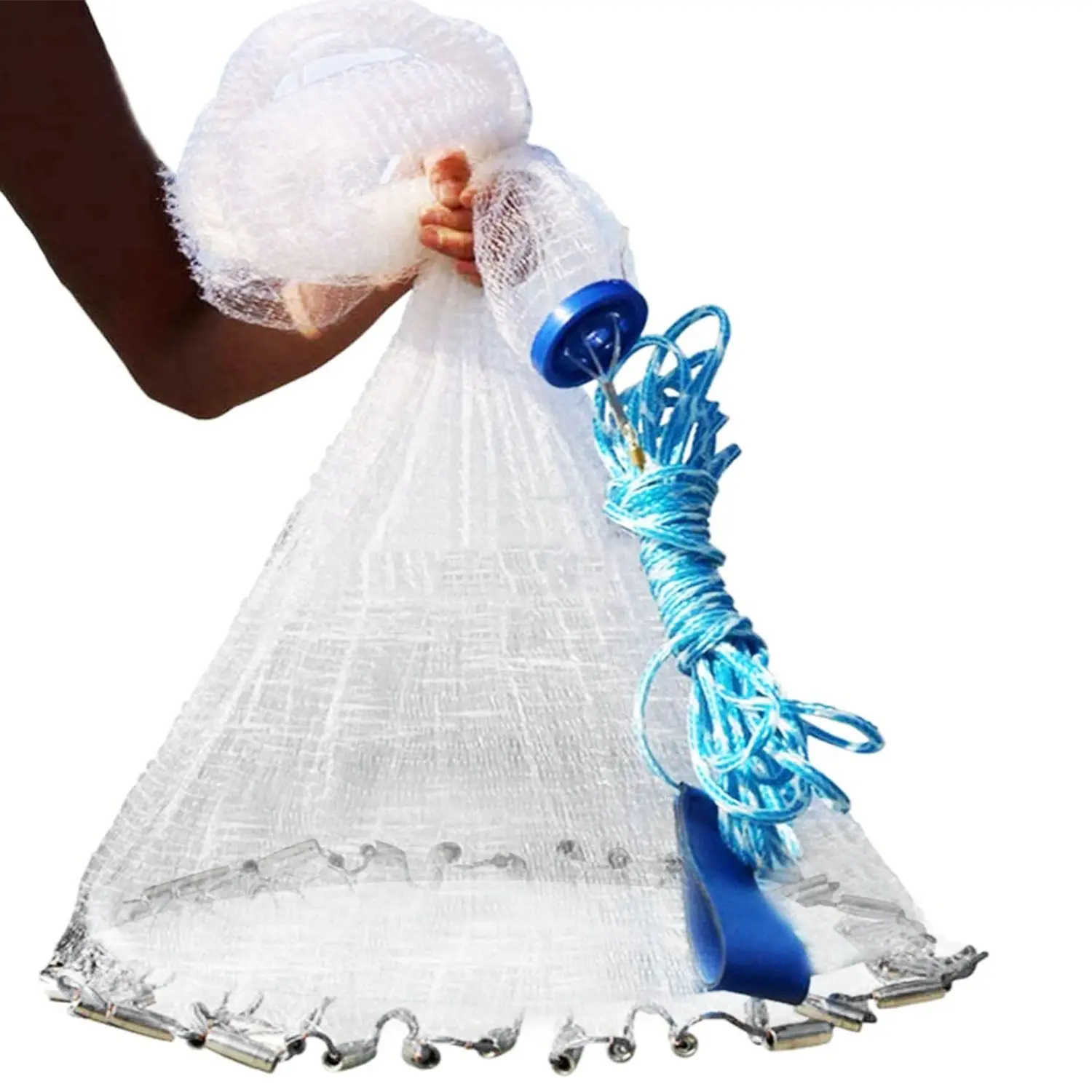 6FT/8FT Fishing Cast Net, Heavy Duty Hand Throw Bait Net with Chain Sinker, Easy Open Design for Bait Catching, Fishing & Outdoor Use