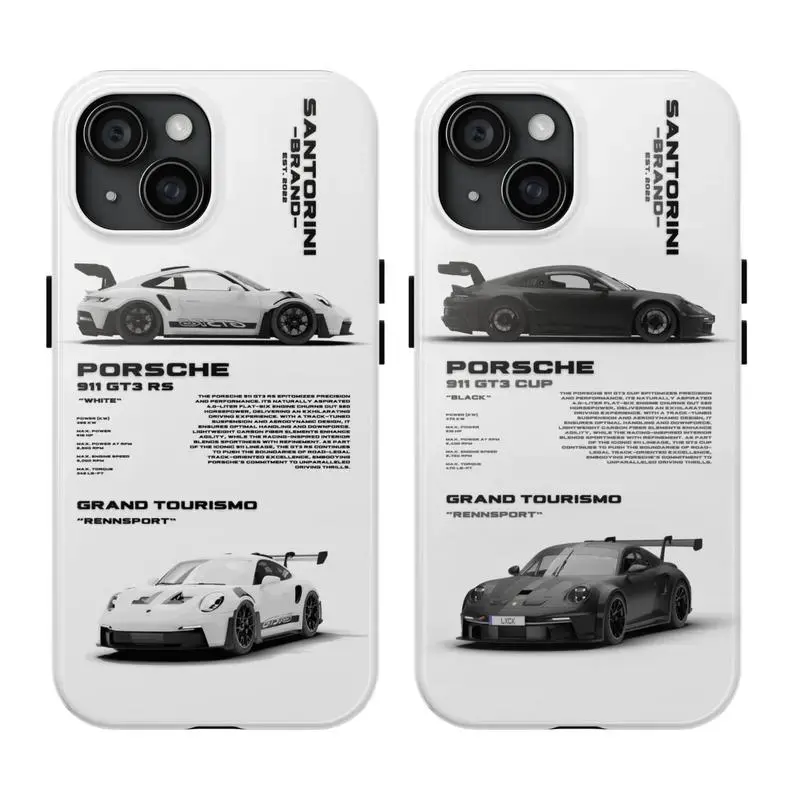 Car Matching Phone Case for Couples | Black & White His & Hers Porsche Phone Cover Suitable for iPhone 17-11
