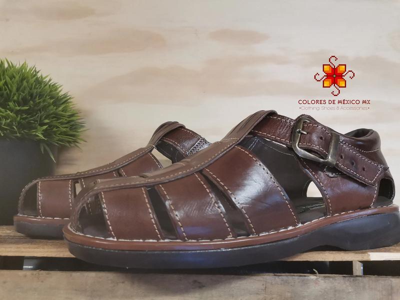 Mexican Leather Shoes men. Handmade sandals For Men. Formal Huarache for Party. Traditional Mexican Shoe. Comfortable sole, brown color