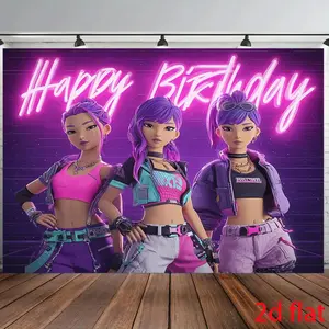 Tapestry 2D Flat, 1Pc 2D Plane Beautiful K-Pop Girls Super Large Size Backdrop Banner Party Banner Backdrop Photography Wall Decoration For Live Streaming Background, Party Decoration, Birthday Anniversary And Room, Garden, Yard Decoration Easy Hanging
