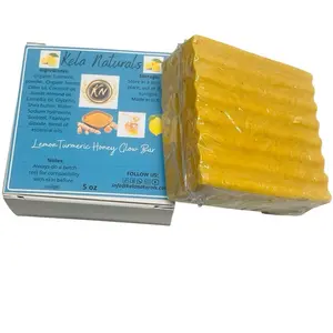 KN Kela Naturals  Turmeric Honey Milk Raw Black Soap Lemon Glow Bar - 5 oz Brightening Soap for Dark Spots & Hyperpigmentation - Gentle Daily Cleanser for All Skin Types - Body Care.