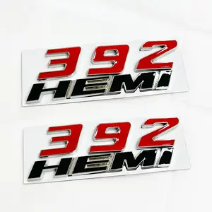 392 Side Emblem Badge Set Fits Dodge Challenger Charger Replacement (Black/Red) 2-Pack