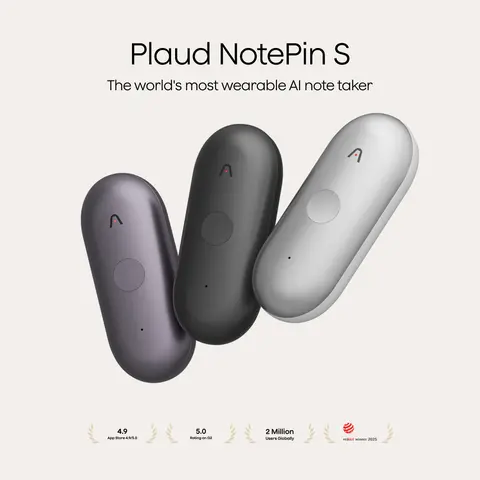Plaud NotePin/NotePin S Wireless Smart Voice Recorder, 0.61 oz Wearable AI Audio Device for Content Creators, 1-Touch Clip Recording, AI Transcription, USB-C Support, GDPR & HIPAA Compliance, 20H Continuous Recording, 10,000+ Templates, Travel Gadgets