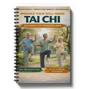 Tai Chi Wellness Book, 10-Minute Exercises, Whole Body Workout, Balance Body, Joint Flexibility, Confidence Boost, Home Plan, Large Print, Spiral Bound