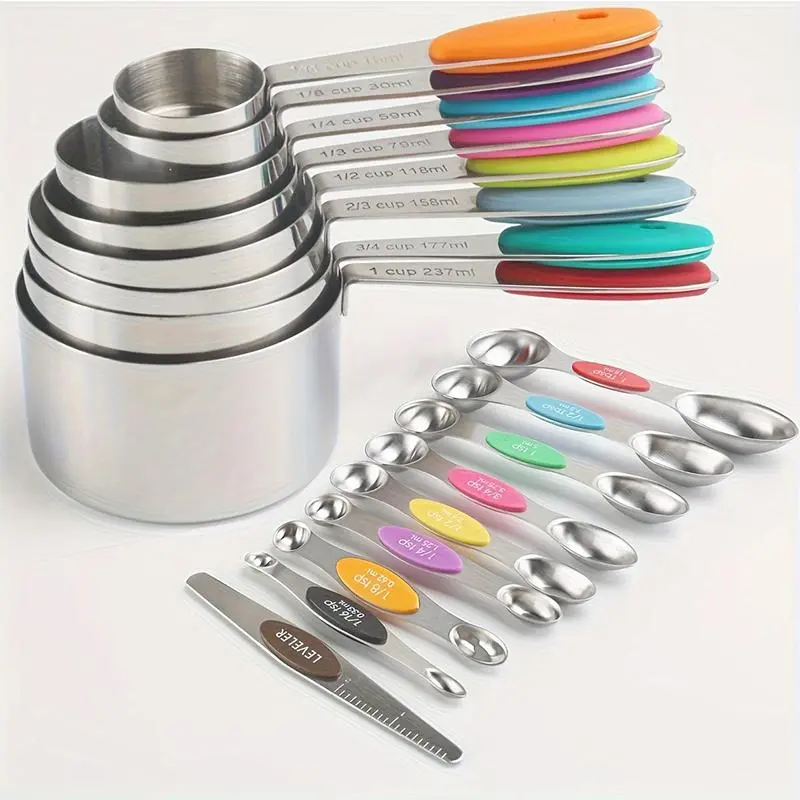 Stainless steel measuring cup and measuring spoon, magnetic double head measuring spoon with scale, coffee roasting measuring tool, Kitchen Utensils Set