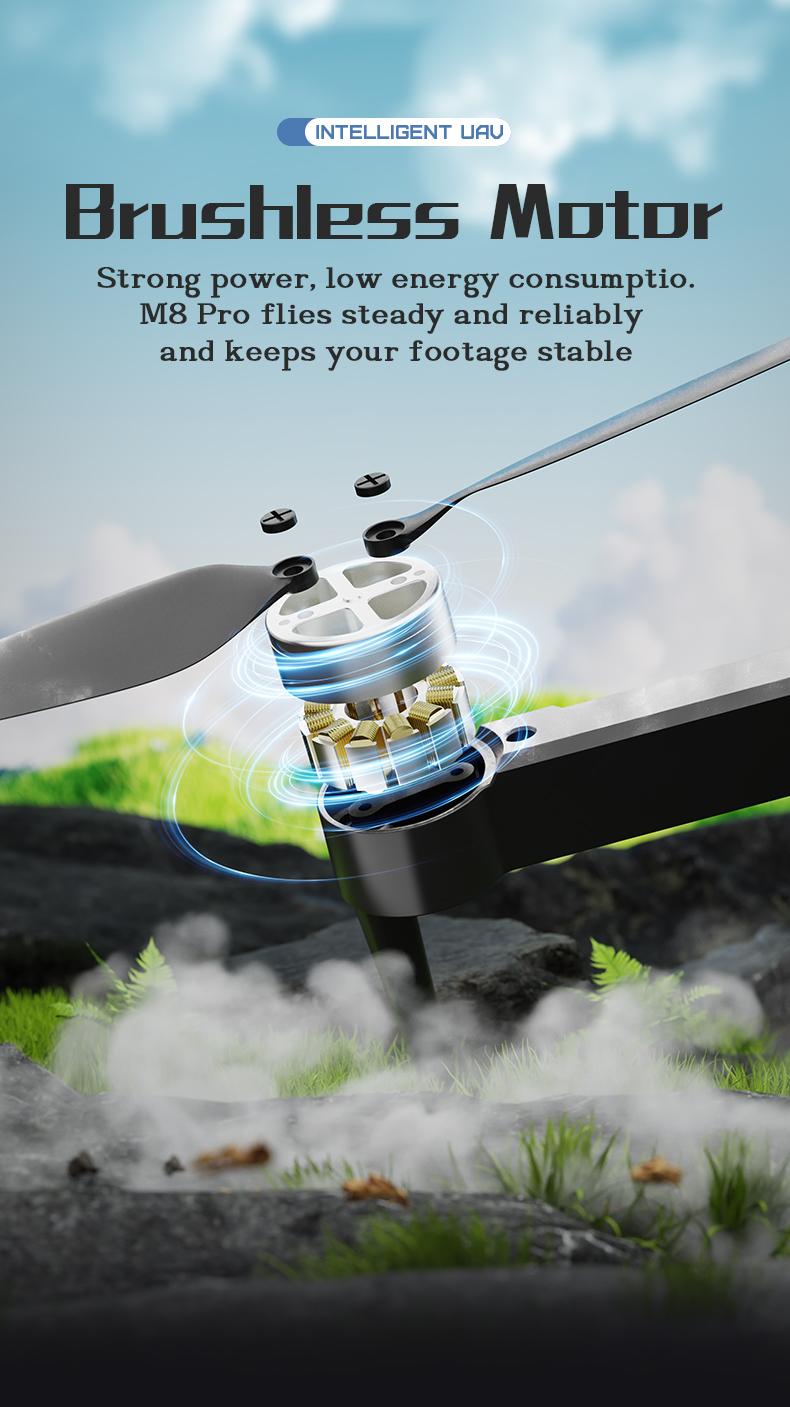 New Upgrade M8 Pro 2026 Drone, 4K EIS High Definition Camera, GPS Navigation, Steady Optical Flow Flight, Auto Return Home, Brushless Motor, Beginner Easy Control