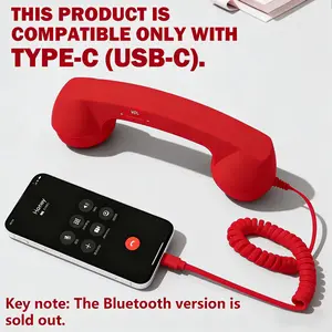 New C-type retro Bluetooth phone handset, wireless/wired and USB all-in-one phone receiver, Type-C interface, perfect for Halloween, Christmas, and parties, excellent sound quality, comfortable calls, and effective headphone noise reduction