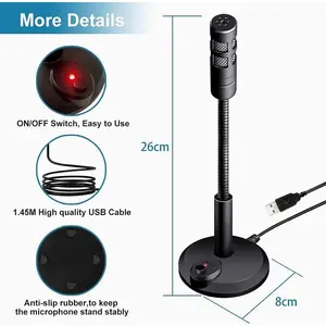 USB Desktop Microphone  Omnidirectional PC Laptop Computer Mic for Computer Gaming Recording Chatting Singing Meeting