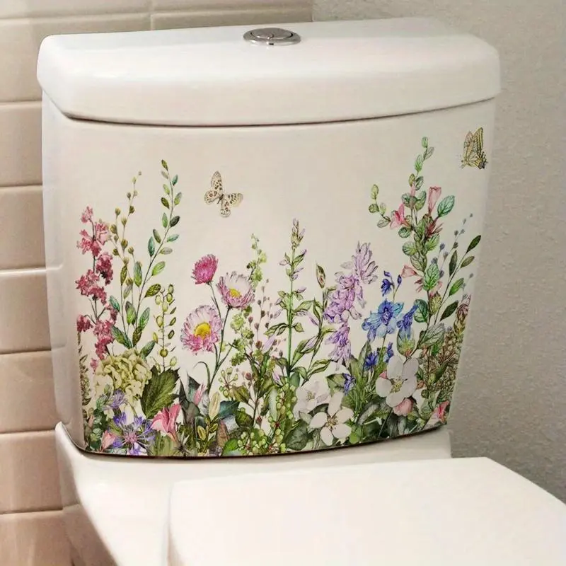 Green Plant Leaves Wall Sticker Bathroom Toilet Sticker WC Self Adhesive Mural Beautify Flower Home Decoration Decals