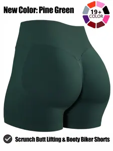 Seamless Shorts for Women, Invisible Scrunch Butt Lifting Gym Booty Biker Shorts, Breathable Comfortable High Stretch Skinny Shorts, Gym Shorts, Ladies Sportswear for Indoor Outdoor Wear, Athletic Shorts