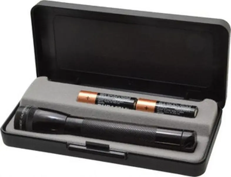 Maglite Compact Mini Flashlight - Krypton Bulb, Black Aluminium Body, 14 Lumens, 2 AA Batteries Included, 1 Minimum Order Quantity (Model M2A01L)