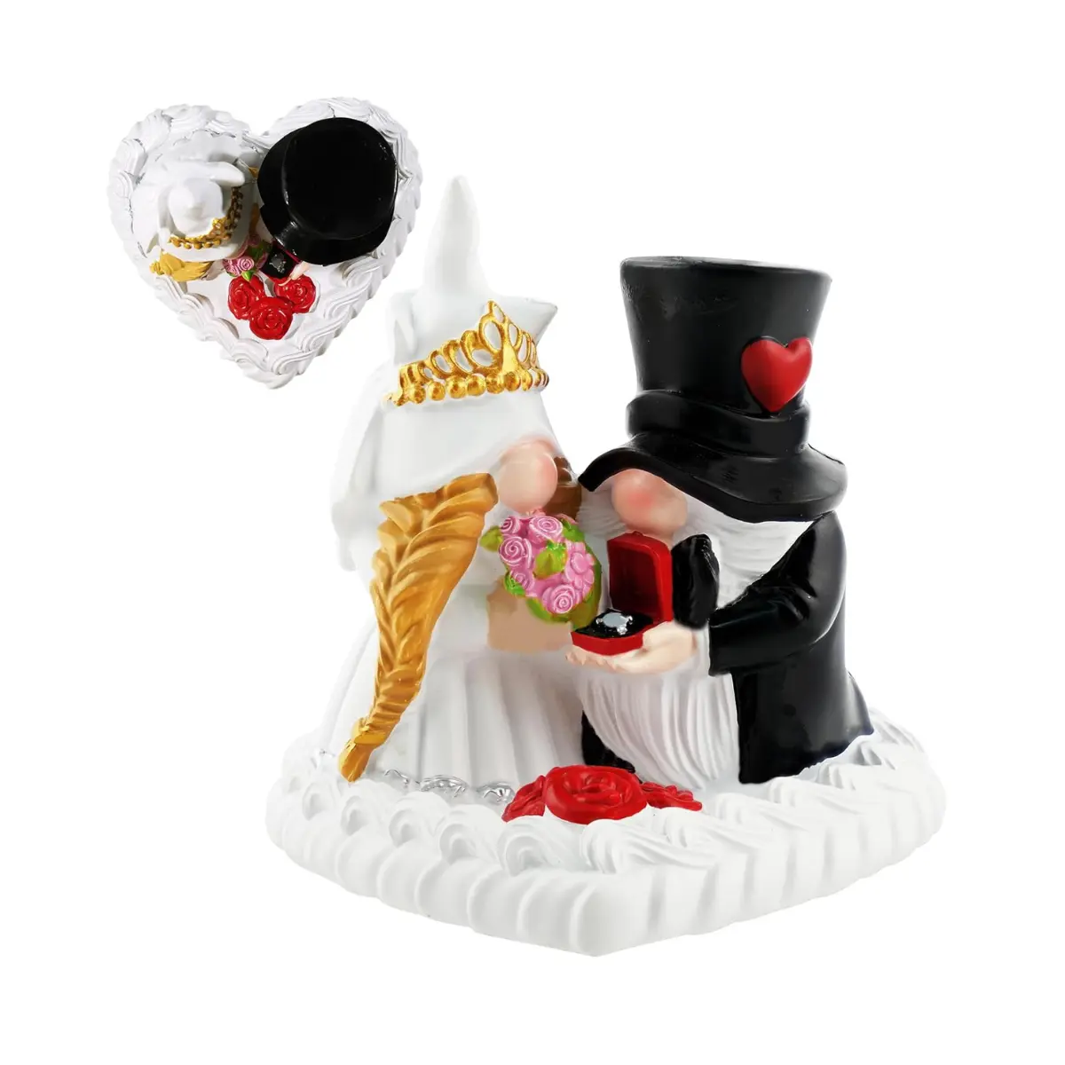 Couple Gnome Figurines Anniversary Wedding Cake Topper Romantic Home Table Decor