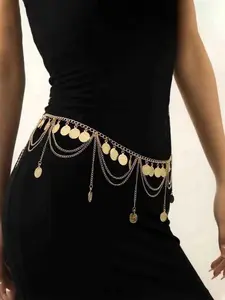 Bohemian Waist Chain Hanfu Style New Design Coin Tassel Belt for Women, Ethnic Belly Dance Accessory, All Season Fashion Jewelry, African Waist Jewelry