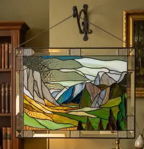 Mountain Stained Glass Panel, Custom Glass Window Hangings, Sierra Nevada Yosemite National Park, Grandma Gift California Wall Art